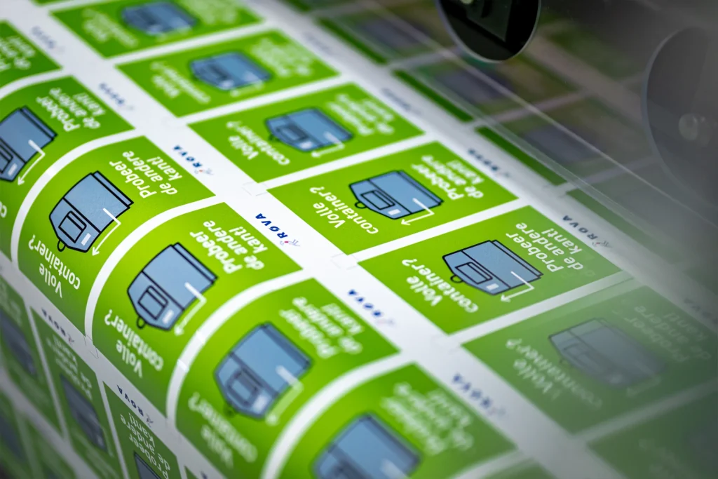 Stickers voor de Rova die worden geprint.